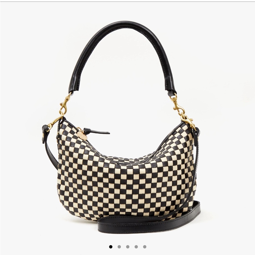 Clare V. Petit Moyen crossbody - black & cream checkered